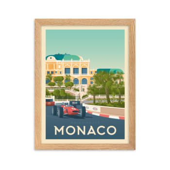 Affiche Monaco avec Cadre (Bois) 21x29,7 cm