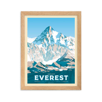 Affiche Mont Everest Himalaya avec Cadre (Bois) 21x29,7 cm