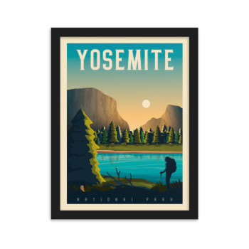 Affiche Yosemite Etats-Unis + Cadre Bois noir 21x29,7 cm