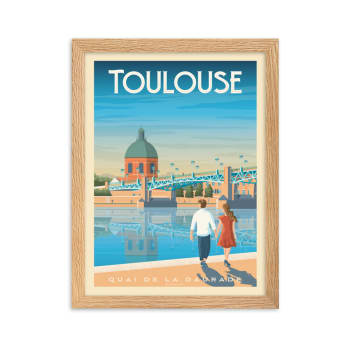 Affiche Toulouse France avec Cadre (Bois) 21x29,7 cm