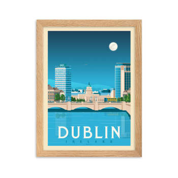 Affiche Dublin Irlande avec Cadre (Bois) 21x29,7 cm