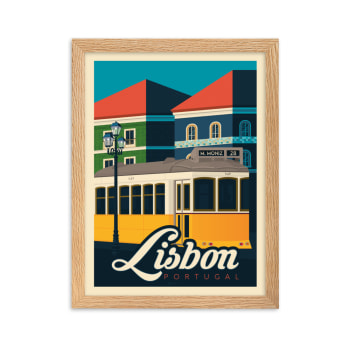 Affiche Lisbonne Portugal avec Cadre (Bois) 21x29,7 cm