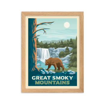 Affiche Great Smoky Mountains National Park + Cadre (Bois) 21x29,7 cm