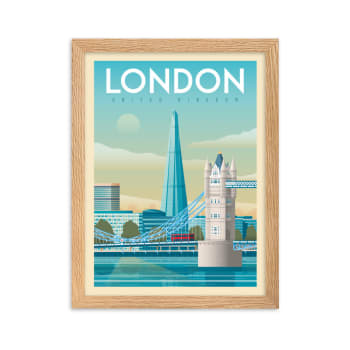 Affiche Londres Tower Bridge avec Cadre (Bois) 21x29,7 cm