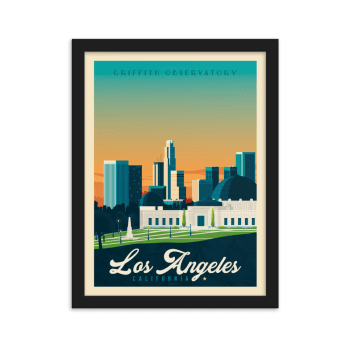 Affiche Los Angeles Etats-Unis + Cadre Bois noir 21x29,7 cm