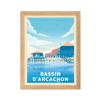 Affiche Arcachon France avec Cadre (Bois) 21x29,7 cm