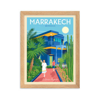 Affiche Marrakech Maroc avec Cadre (Bois) 21x29,7 cm