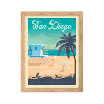 Affiche San Diego Californie Etats-Unisavec Cadre (Bois) 21x29,7 cm