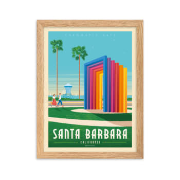 Affiche Santa Barbara Californie avec Cadre (Bois) 21x29,7 cm