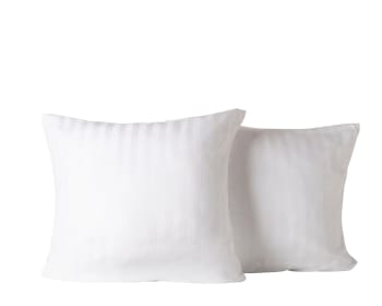 Anna - Ensemble deux taies d'oreiller blanc rayures blanches satin 63x63cm