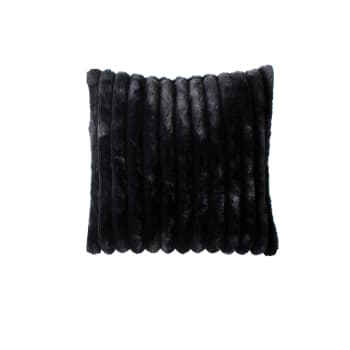 Sela - Coussin sela effet fourrure côtélée 40 x 40 cm noir