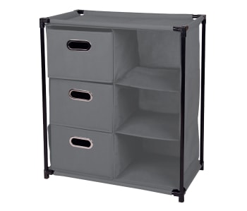 Housebox - Armoire 3 étagères et 3 tiroirs gris