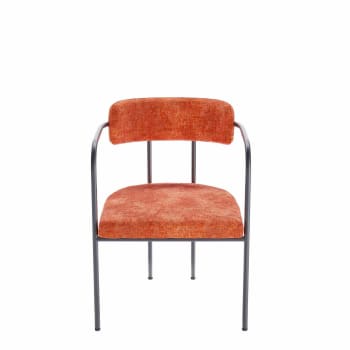 BARBARA - Chaise de salle à manger tapissée avec accoudoirs, velours ocre