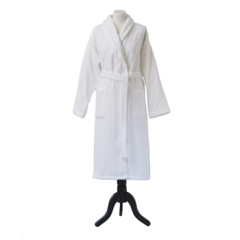 AQUA - Peignoir de bain uni en coton blanc XL