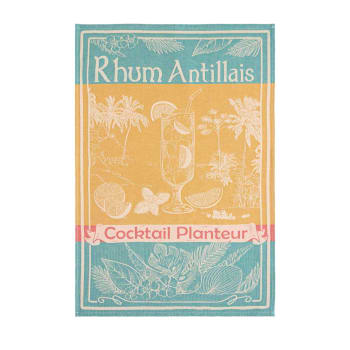 Rhum antillais - Torchon en coton multicolore 50x75