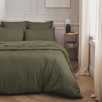 PREMIERE - Parure de lit en percale de coton vert jungle 240x220