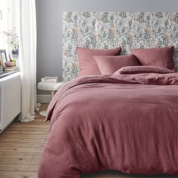 TENDRESSE - Parure de lit en gaze de coton rose 240x220