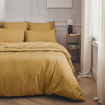 PREMIERE - Parure de lit en percale de coton jaune 140x200