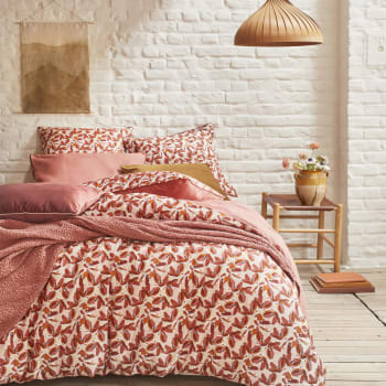 ALLEGORIA - Parure de lit en percale de coton rouge 260x240
