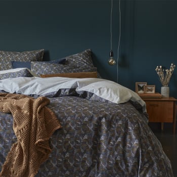 TALISMAN - Parure de lit en percale de coton bleu 240x220