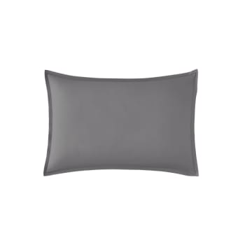 PREMIÈRE - Taie d'oreiller en percale de coton gris 50x70