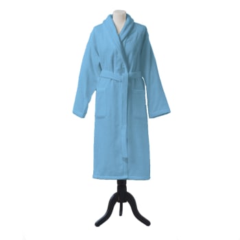 AQUA - Peignoir de bain uni en coton bleu Turquoise XL