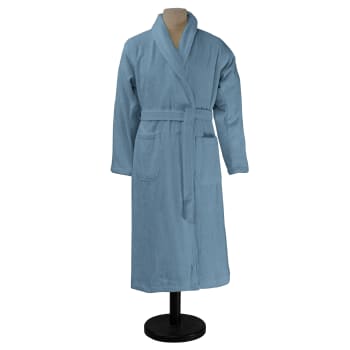 AQUA - Peignoir de bain uni en coton bleu Baltique XL