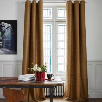 Rideau Occultant Velours Analia Camel 140x240 Cm - Coupe-Lumière, Oeillets, Label Oeko-Tex