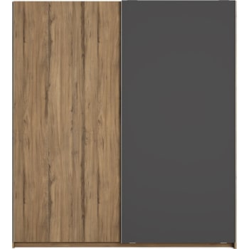 Aurelia - Armoire 2 portes gris anthracite et effet bois 182 cm