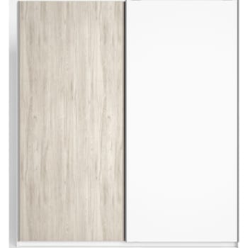 Arizona - Armoire 2 portes blanc et effet bois 182 cm
