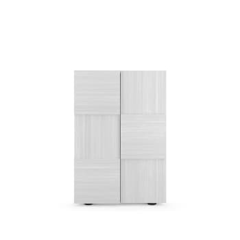 Dama - Meuble de rangement 2 portes multifonctionnel - H116 cm - Blanc/béton