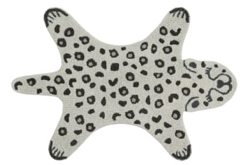 Leopard - Waschbarer Kinderteppich aus Baumwolle 110x160cm - Beige, Dunkelgrau