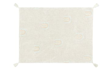 Rainbow stamp - Waschbarer Kinderteppich aus Baumwolle 120x160 - Mehrfarbig, Beige