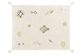 Itza - Waschbarer Kinderteppich aus Baumwolle 120x160  - Mehrfarbig, Beige