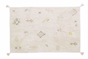 Itza - Waschbarer Kinderteppich aus Baumwolle 140x200 cm - Mehrfarbig, Beige