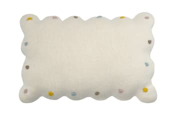 Rectangular cookie - Kinderkissen, waschbarer Baumwollbezug 25x35 - Mehrfarbig, Beige
