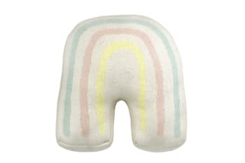 Rainbow - Kinderkissen, waschbarer Baumwollbezug 24x24x5 -  Mehrfarbig, Beige