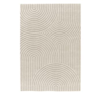 Esteban - Tapis contemporain à motif géométrique beige 120x170 cm