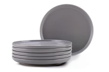 VICTO - Teller-Set  Geschirrset Dessertteller 6tlg. aus Porzellan, grau/matt