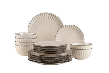 Set Piatti CreaTable Uno Black Lava - 16 Pezzi Stoneware, Design Lavico Nero