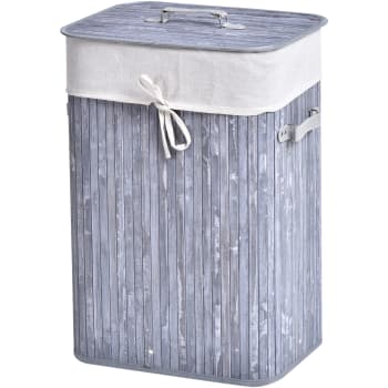 HOMCOM - Wäschekorb mit waschbarem Wäschesack, aus Bambus, faltbar, 72L, Grau
