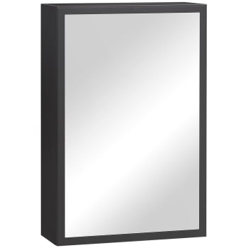 KLEANKIN - Spiegelschrank mit 3 Schichten, Hängeschrank aus Edelstahl, Schwarz