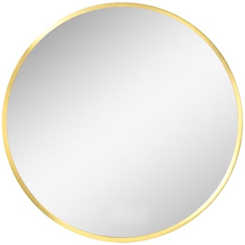 KLEANKIN - Badspiegel, Runder Spiegel mit Gold Metallrahmen, IP44, aus Alu