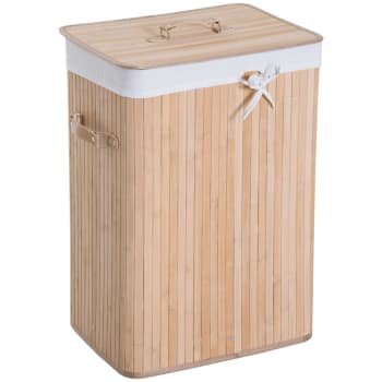 HOMCOM - Wäschekorb mit waschbarem Wäschesack, aus Bambus, faltbar, 72L, Natur