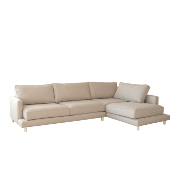 Chloe - Sofá de 3/4 plazas y chaise longue derecho color beige