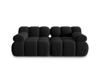 Bellis - Canapé modulable 2 places en tissu velours noir