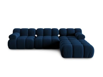 Bellis - Canapé modulable 4 places en tissu velours bleu roi