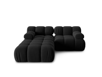 Bellis - Canapé modulable 3 places en tissu velours noir