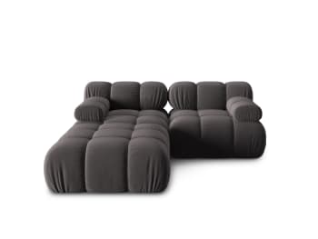 Bellis - Canapé modulable 3 places en tissu velours gris foncé