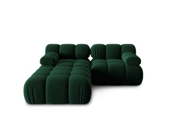 Bellis - Canapé modulable 3 places en tissu velours vert bouteille